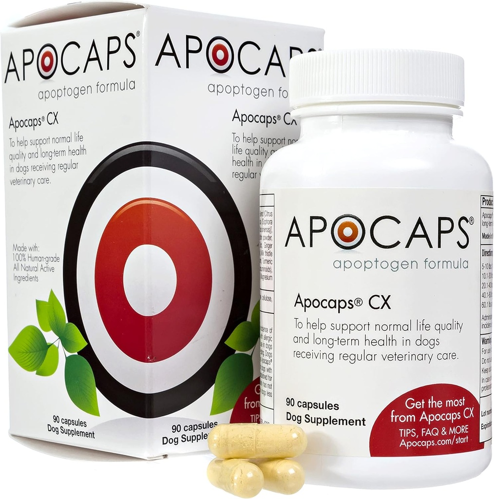 犬(90カプセル)のためのApocaps CX Apoptogenの方式-サポート正常なレベルアポトーシス+シトラスBioflavonoids、Silymarin、クルクミンおよびターメリック+Biovadexを含む人間の等級の原料