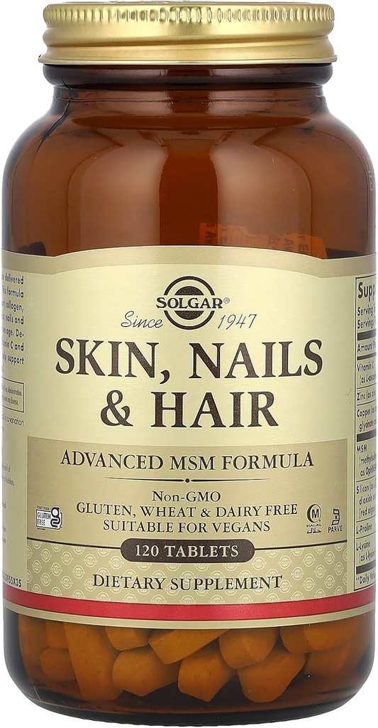 ソルガースキン, ネイル&ヘア, 高度なMSMフォーミュラ, 120錠 - 髪のためのコラーゲンをサポート, ネイルと肌の健康 - 亜鉛を提供します, ビタミンC&銅 - 非GMO, ビーガン, グルテンフリー & 乳製品 - 60 サービング ,標準包装 , 120 カウント