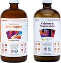 LIQUIDHEALTHメガエナジーBコンプレックス&カルシウムとマグネシウム液体ビタミンバンドル 大人のための - 自然エネルギーレベルを増加させる、支持骨と関節の健康、ブースト免疫システム - ビーガン、非GMO、米国製