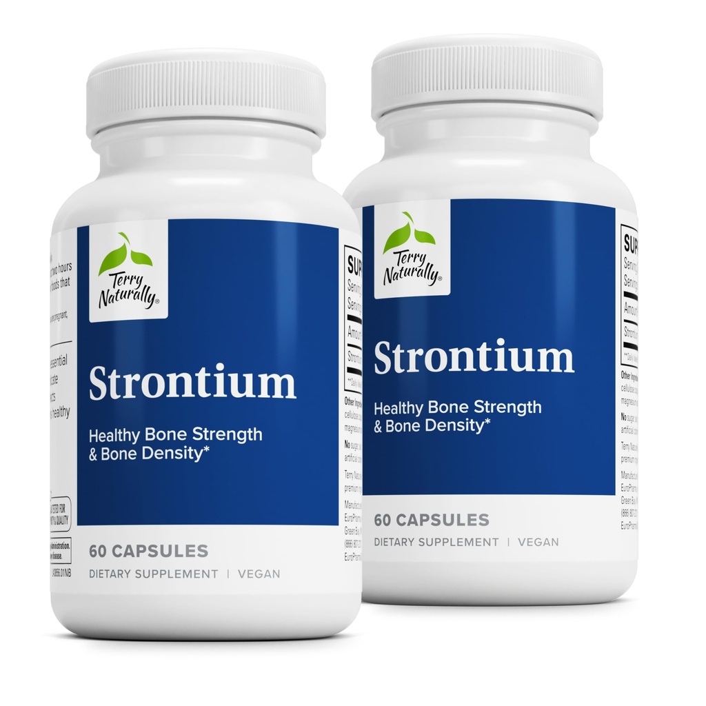 Terry Naturally Strontium - 骨の健康と強度サポートサプリメント - ビーガンカプセルとサプリメント - 優れた吸収のためのストロンチウムシテル - 60カプセル(パッケージ 2)