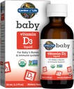 生命の庭 赤ん坊のビタミンD3の液体、600 IU (15のmcg) 乳児のための有機性液体のビタミンD、赤ん坊の骨及び免疫システム、グルテンフリー及び非GMO、56のmL (1.9のflのoz)の液体のためのサポート