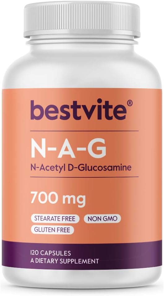 BESTVITE N-アセチルグルコサミン(N-A-G) 700mg(120カプセル) - ステアレートなし - 非GMO - グルテンフリー