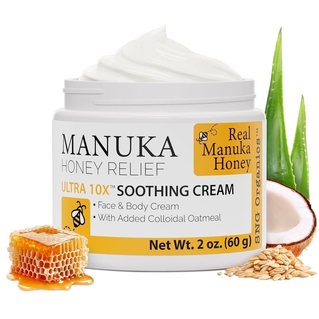 スーパーナチュラルグッズ マヌカハニークリーム(2oz) – 子供のためのすべての皮膚タイプのための水分補給ローション | リアルマヌカハニーアロエベラジュースとココアバターで保湿ボディクリーム