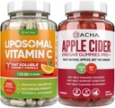 究極の免疫ブーストバンドル - LiposomalビタミンC&Apple Cider Vinegar Gummies、Detoxとクレンジング、減量サポートACV、母親、Stomachフレンドリー、高吸収効力Ascorbyl Palmitate