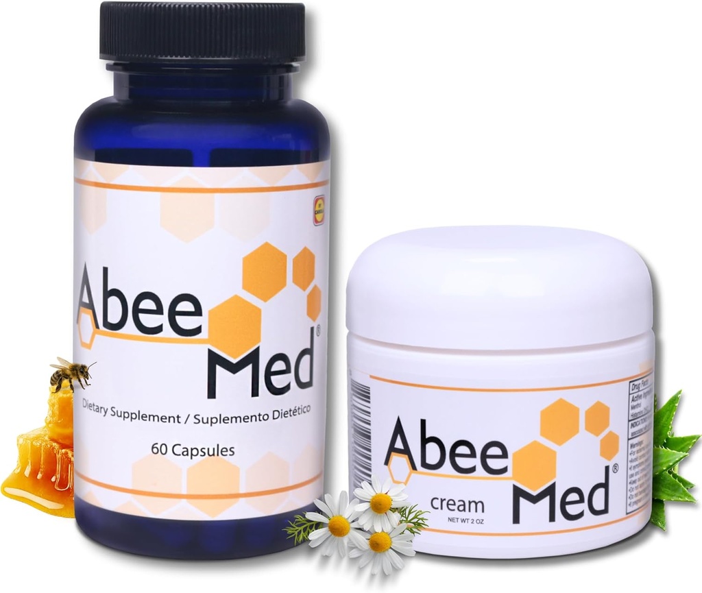AbeeMed の自然な補足 60 のカプセル + クリーム 2 の oz 価値のパック - Bee Venom Apitoxin - 痛みサポート - モビリティ