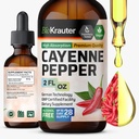BIO KRAUTER® カイエンペッパードロップ 684 mg - 純粋なビーガンカイエンペッパーサプリメント 2 Fl.Oz 28 供給日 - 消化器系サポートのための自然なカプサイシン - アルコール&砂糖無料、非GMO