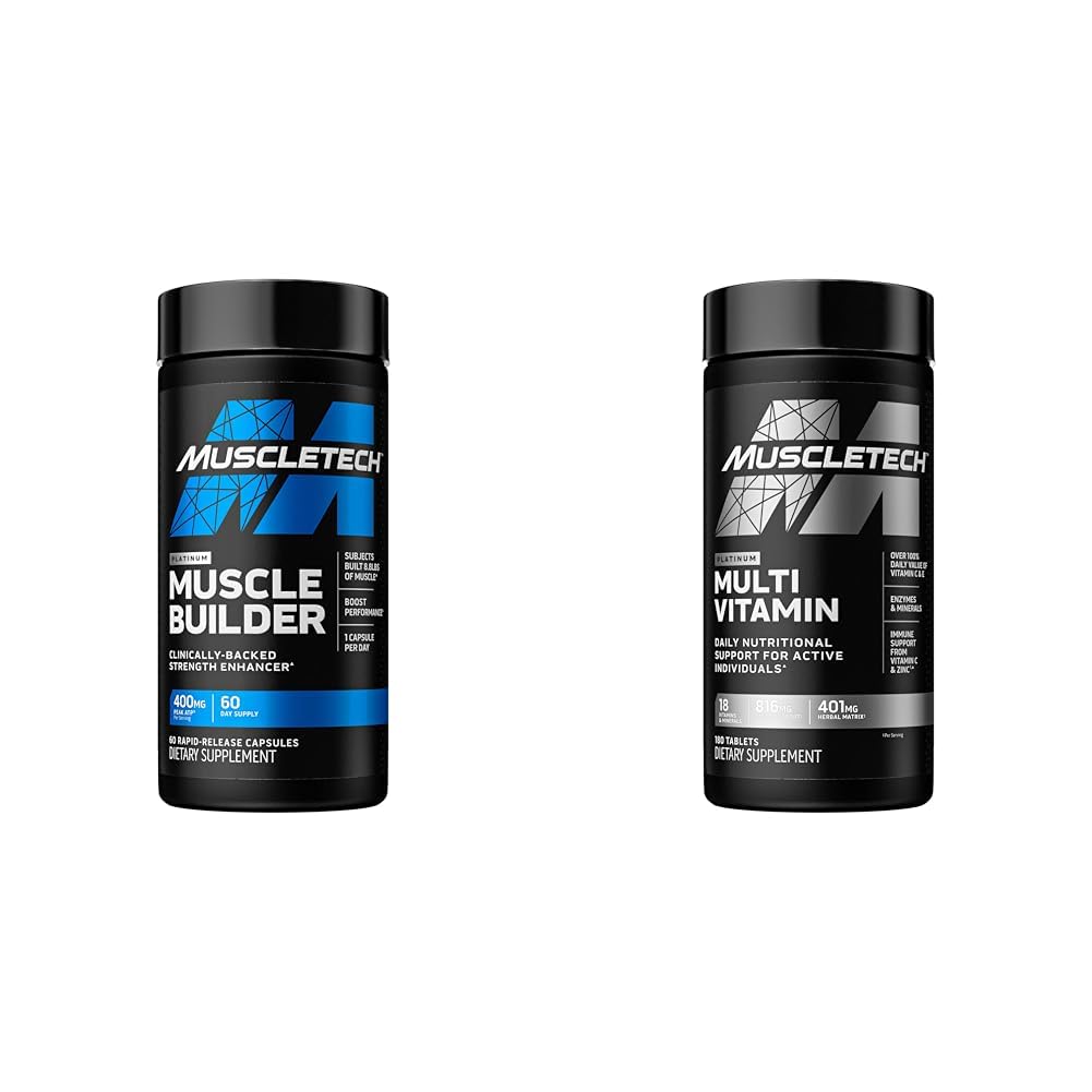 MuscleTechマッスルビルディング&マルチビタミンサプリメントバンドル - 400mgピークATP、60ピイル&プラチナマルチビタミン、180カラットのNitric酸化物ブースターと筋肉ゲインダー