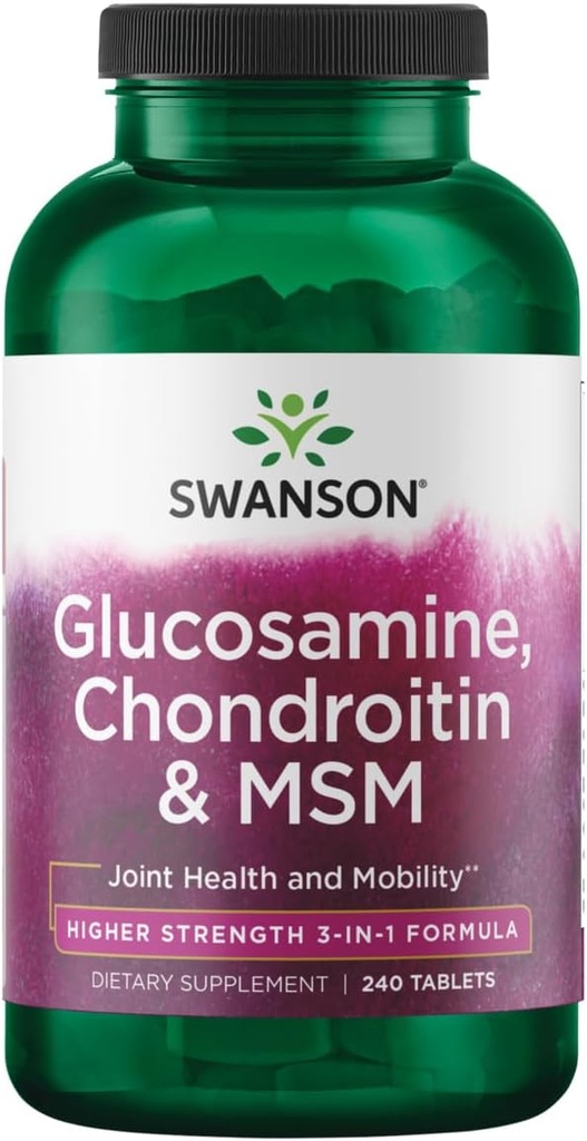 Swanson Glucosamine のコンドロイチン MSM (methylsulfonylmethane) 3-in-1 の方式の共同移動性の柔軟性の慰めの軟骨の結合性組織の健康サポート 食事療法の補足 240 のタブレット(Tabs)