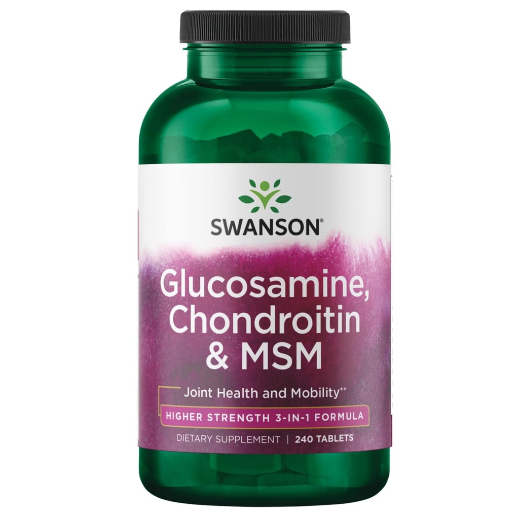 Swanson Glucosamine のコンドロイチン MSM (methylsulfonylmethane) 3-in-1 の方式の共同移動性の柔軟性の慰めの軟骨の結合性組織の健康サポート 食事療法の補足 240 のタブレット(Tabs)