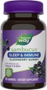 Nature's Way Sambucus Sleep + Immune* Elderberry Gummies, Sleep and Immune Support*, Melatonin, Vitamin C, L-Theanine, 亜鉛, 50 Gummies (パッケージ5月 Vary)