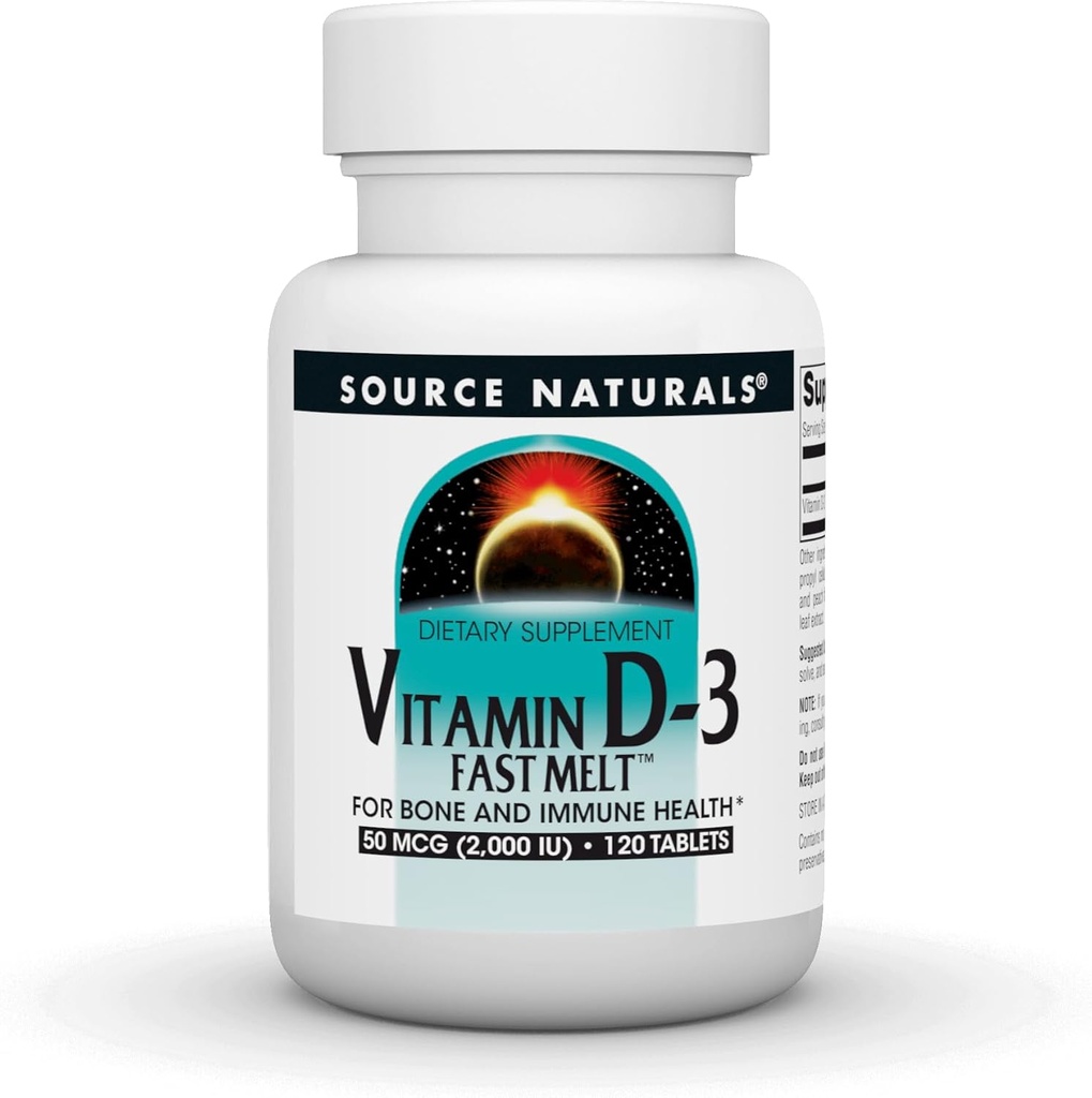 源のNaturalsのビタミンD-3の速い溶解は、骨及び免疫の健康を支えます* -黒いチェリーのピーチの味- 120の速い溶解のタブレット