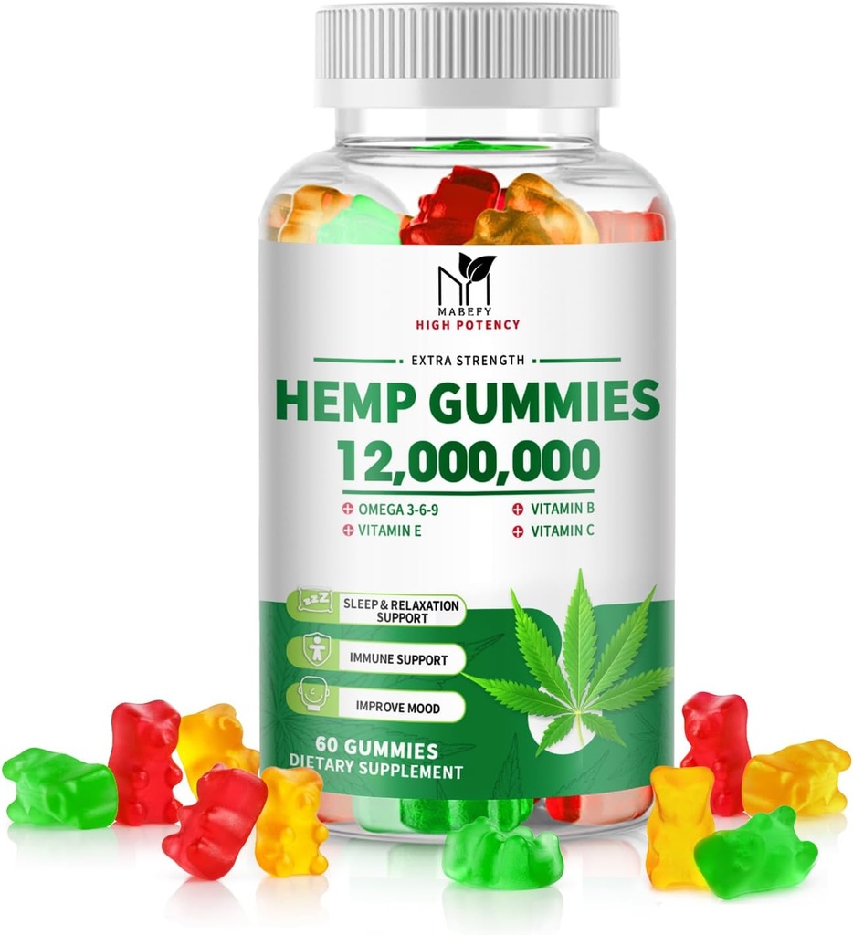 Hemp Gummies - 有機麻種子油、アッシュワガンダ - 睡眠、リラックス、免疫