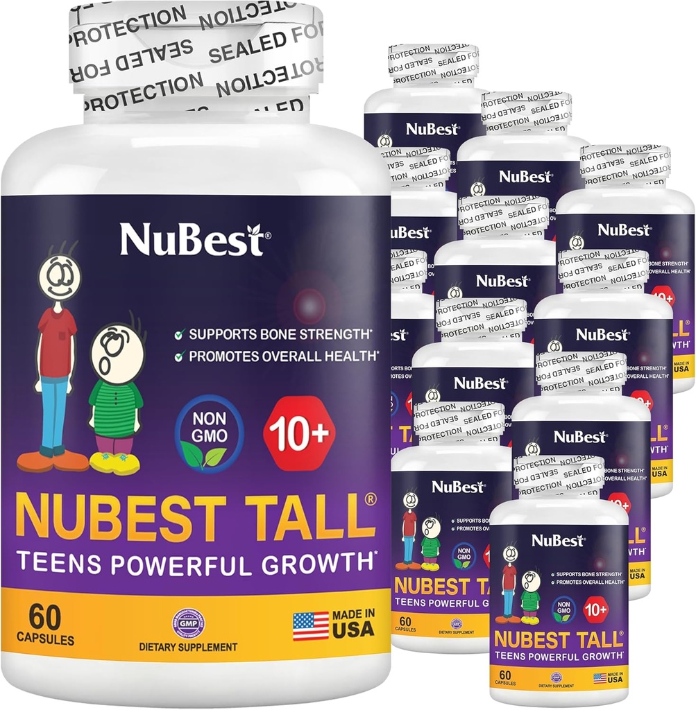 NuBest Tall 10 + プレミアム骨強度フォーミュラ、Calcium、ビタミンD3、ビタミンK2、マルチビタミン10 +年齢10 +のための免疫と全体的な健康を強化 | パック12