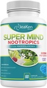 スーパーマインド - Nootropics認知エンハンサー - 天然成分と脳ブーストサプリメント - Bacopa Monnieri - Rhodiola Rosea - Ginkgo Biloba - ビタミンB12-60ビーガンカプセル米国製