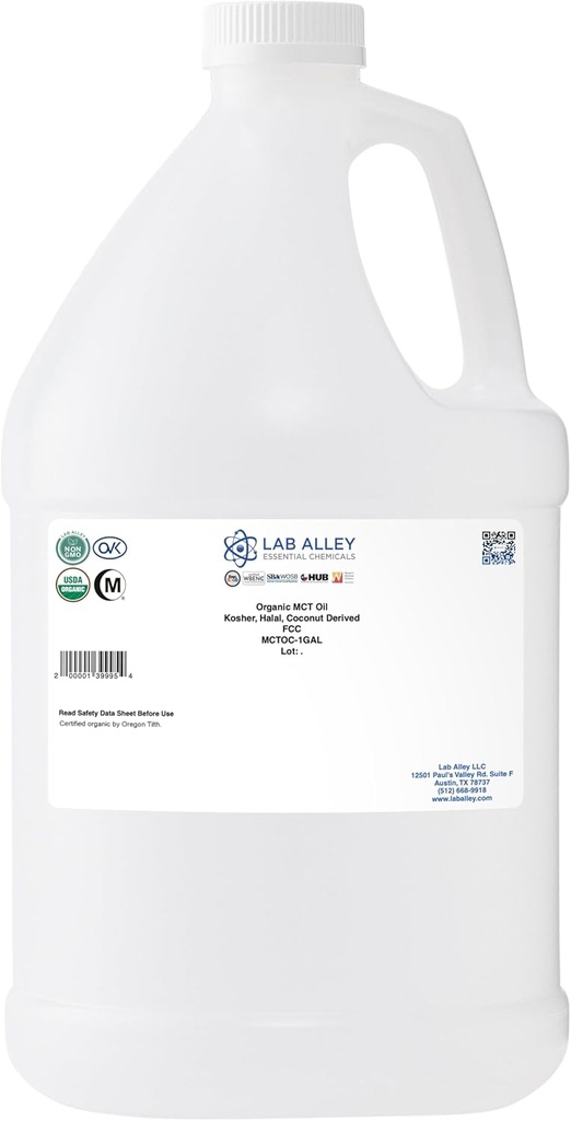 Lab Alley MCT Oil, USDA Organic Coconut, Kosher Certified, Halal, Non-GMO - 1 Gallon