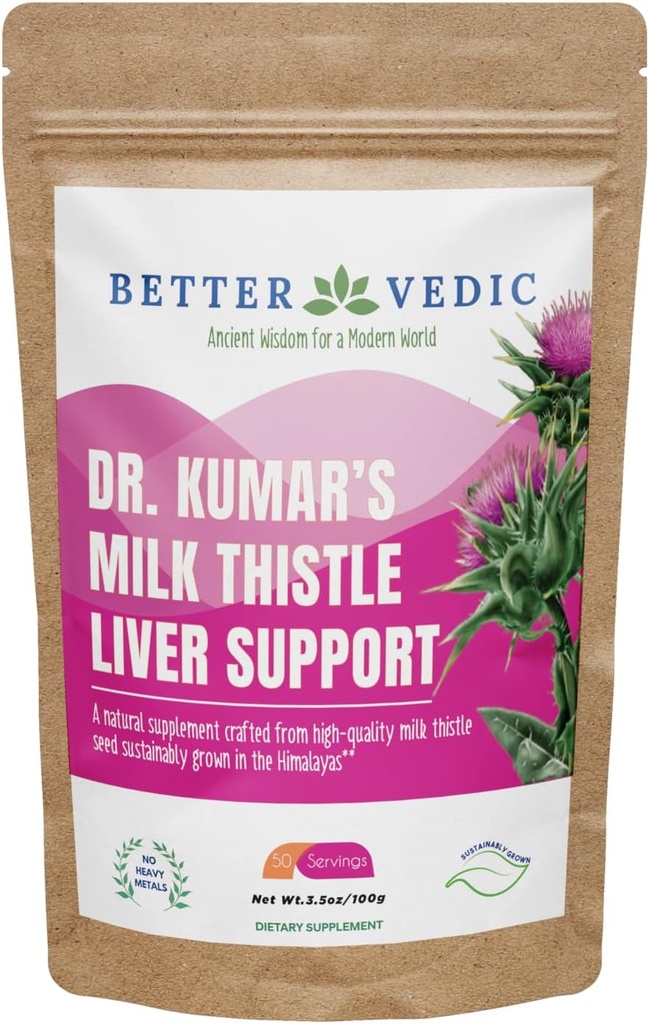 Milk Thistle Max - Liver Support - Pure Milk Thistle Powder - Silymarin, Traditional Ayurveda Herbal Supplement - Vegan, Solar Dried, No Preservatives - 3.53 oz - 50 Servings
