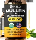 FabLab Mullein 葉エキスと Elderberry 4 Fl Oz - アメリカ製 - より良い肺のためのドロップ - 肺デトックスのための Mullein チンキ - スモーカーのためのブロニカルク - 呼吸ハーブサプリメント