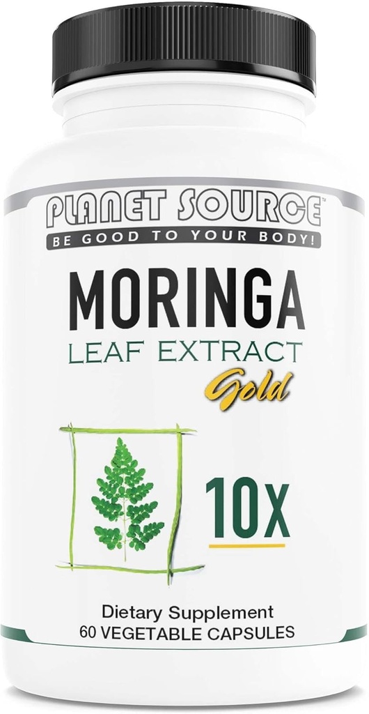 Moringa Leaf Gold Extract 10X - Vitamin A, Vitamin B, Vitamin C, Vitamin D, Vitamin E, and Minerals - Antioxidants - Natural Energy, Metabolism, Immune Support - 60 Count Veggie Capsules