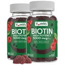 YumVsのビオチンのグミー5000mcg - Luscious Raspberryの味-女性か人のためのより厚いより速い毛の成長のグミ - 毛、皮及び釘のビタミン - 毛のグミ - ベジタリアンのビオチンの補足(60 Ct。、2pk)