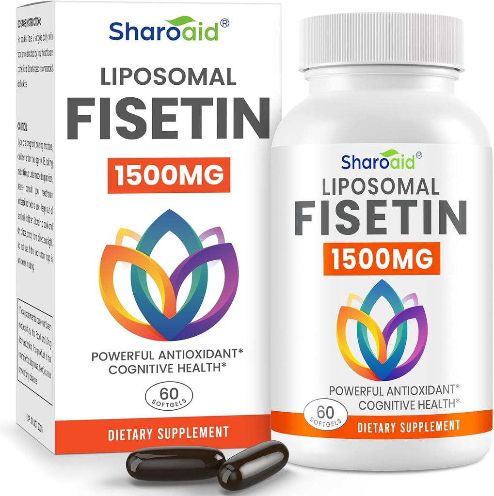 1500mg Fisetinの補足-Liposomal配達、98%の純粋なFisetin、健康な老化のためのポリフェノールの酸化防止剤、非GMO - 1本のびん、大人のための60のSoftgelsとの強力な吸収