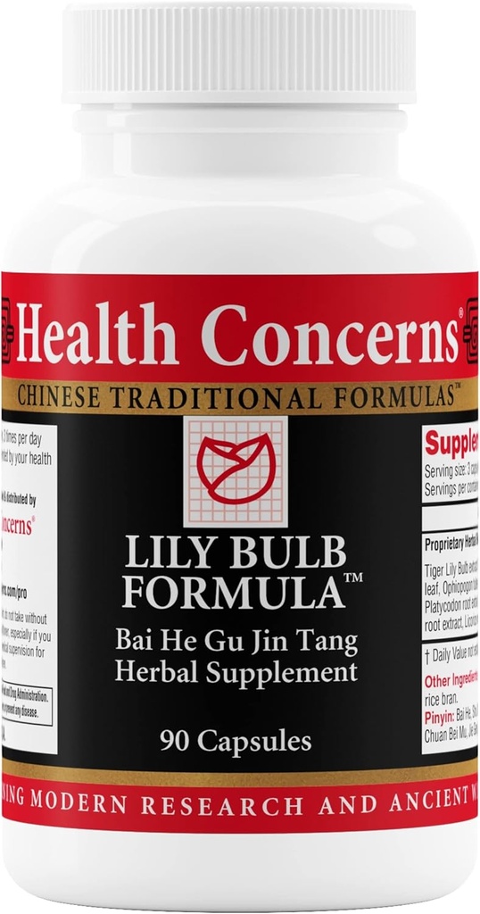 Health Concerns Lily Bulb Formula – Dry Cough, Throat, Nose & Lung Support – Chinese Herbal Formula – Licorice, Rehmannia, Astragalus, Fritillary – Respiratory Relief Supplement – 90 Capsules