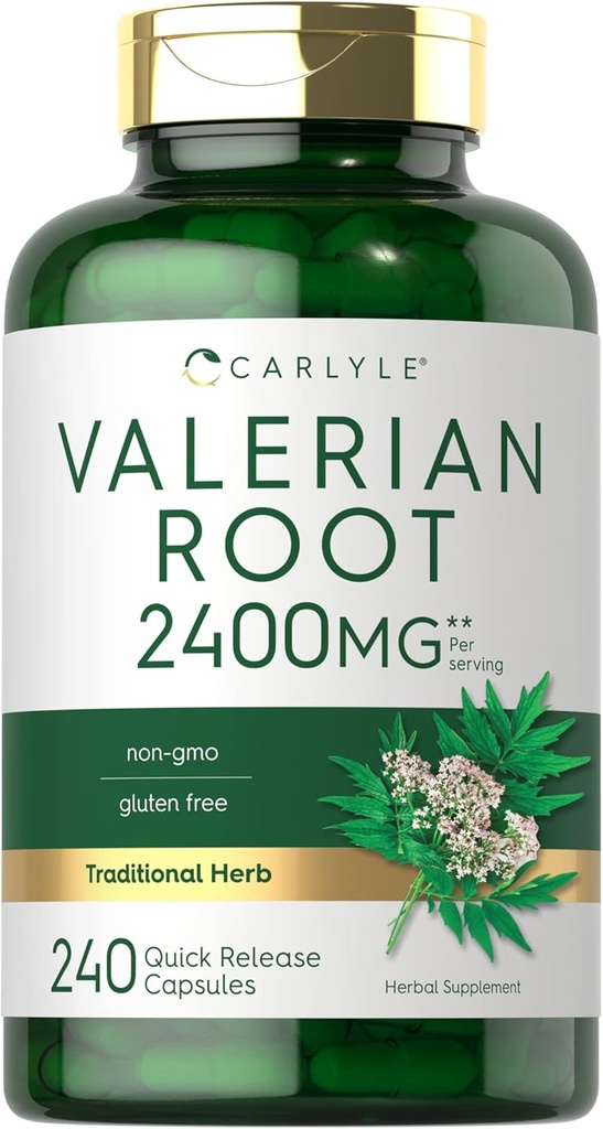Carlyle Valerian Root Capsules 2400mg | 240 Count | Herb Extract Supplement | Non-GMO, Gluten Free
