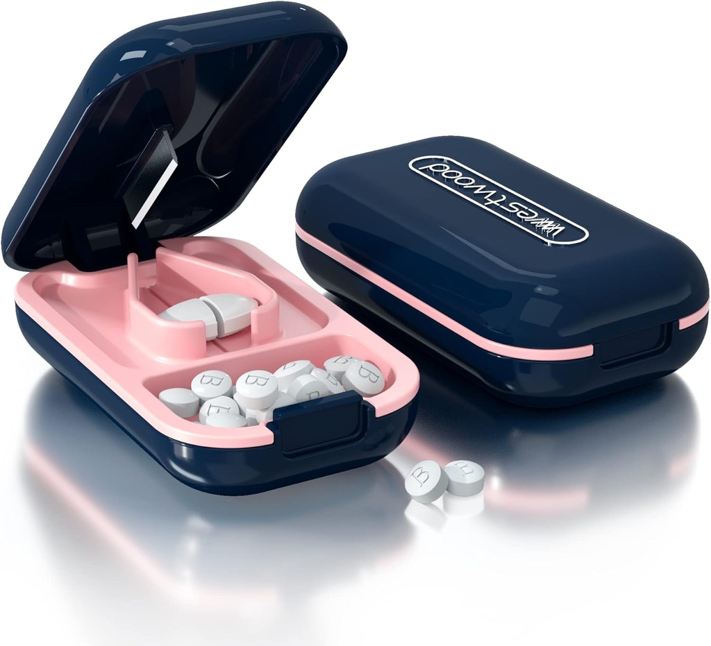 小さなピルカッター、ピルスプリッタとピルカッターは、ブレードガード付きの小さなまたは大きな丸薬プロフェッショナルピルスクラッシャー、カット薬用ビタミン錠(ピルカッター、ブルー)