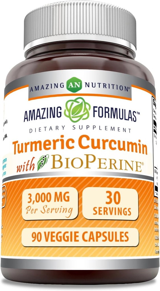 アメイジングフォーミュラ サービングあたりバイオペリン3000mgとターメリッククルクミン | 90 Veggie Capsule Supplement | Non-GMO | グルテンフリー | アメリカ製
