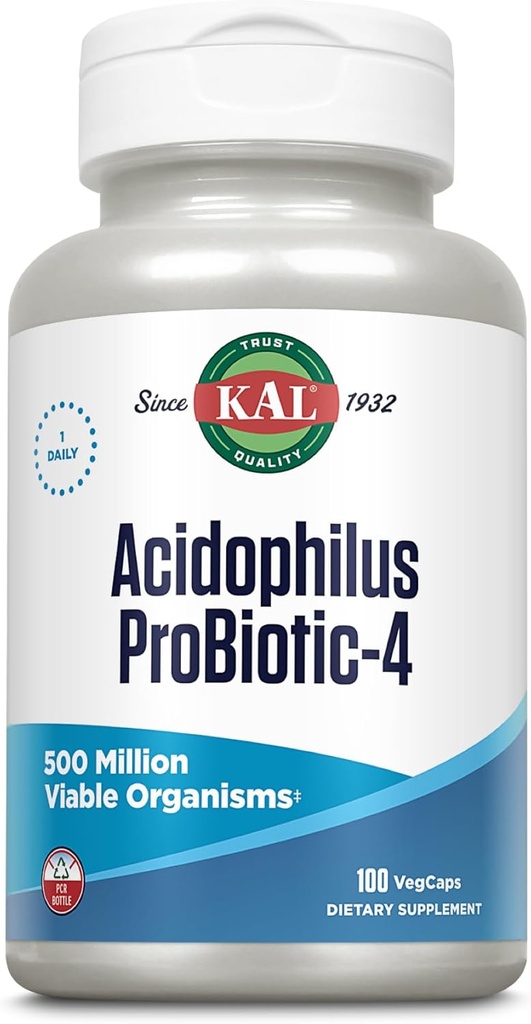 KALのAcdophilusのProBiotic-4、500,000,000 CFUsの4つのProbioticの緊張、女性のためのProbioticsおよび人、凍結乾燥させていた、L.のacofophilus、L.のbulgaricus、S.の熱血症、B.のbifidum、100のサービング、100の野菜