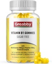 ビタミンB1のグミー - Benfotiamine 300mg及びチアミン100mgの砂糖は、ビタミンBの複雑なChewableの補足、女性人のためのエネルギーブースト及び神経系の健康、60のグミ