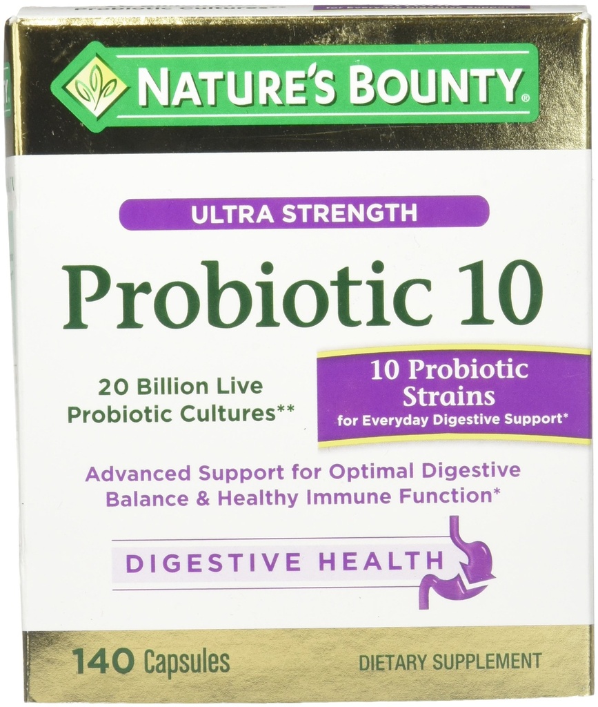 Nature's Bountyの超強さのプロバイオティック10、140のカプセル