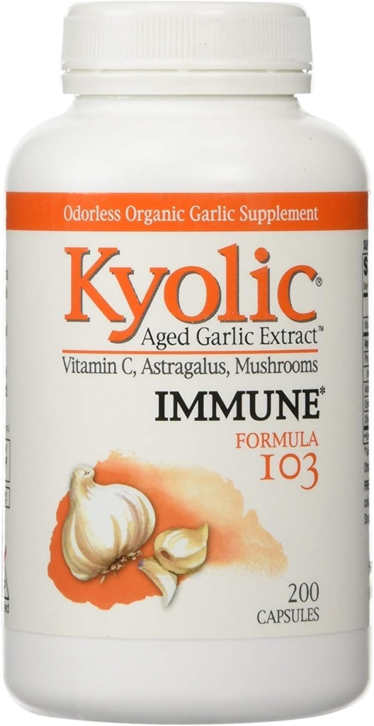 Kyolic - ビタミンC、Astragalus、きのこのの方式103の老化させたニンニクのエキス- 200のカプセル、2のパック