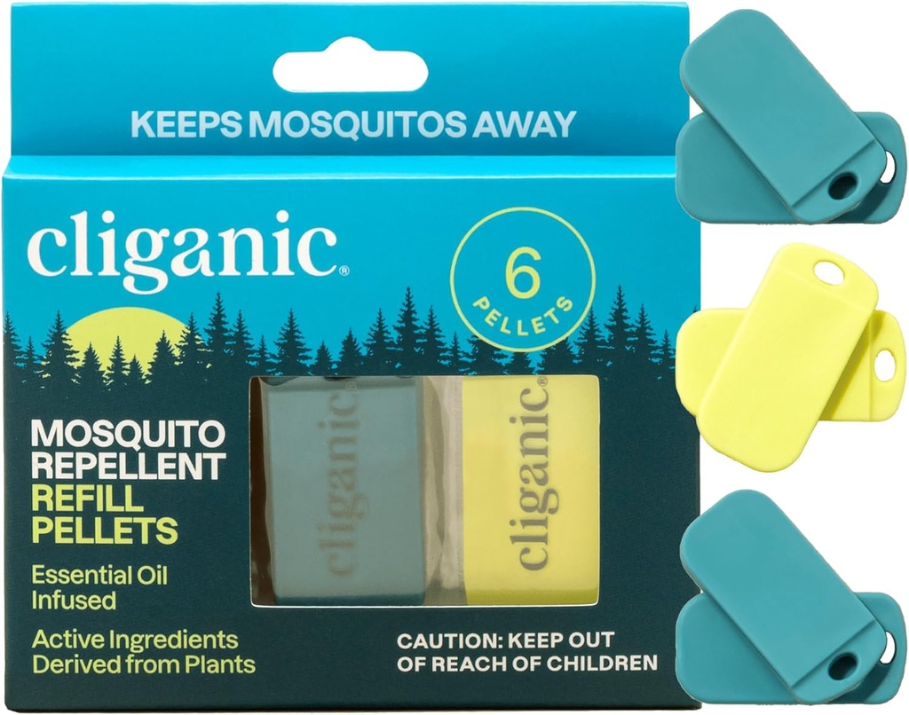 宗教的なリストバンドのためのCliganic Mosquito Repellent Refillのパック(6の餌) - 自然なDEETなし、精油の注入