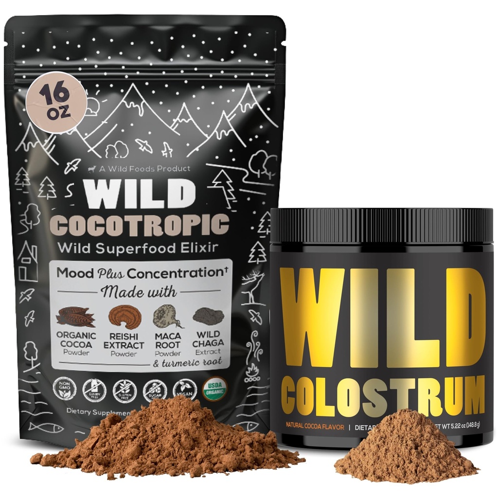 Cocotropicの有機のきのこのCacaoの組合せ(16oz)及びColostrumの粉(5.22oz)はGutの健康およびエネルギーのために束ねます