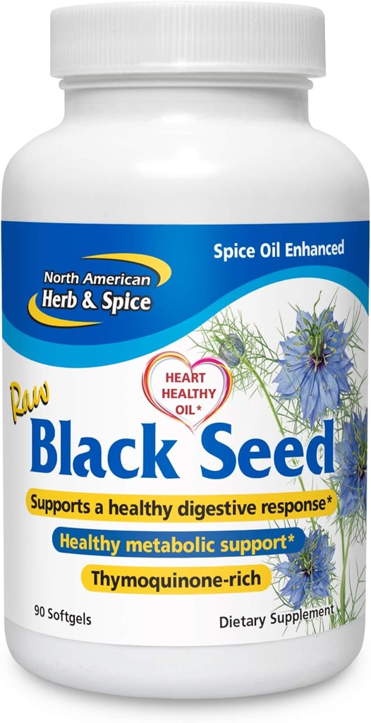 NORTH AMERICAN HERB & SPICE ブラックシードオイル1000mg - 90カウント - 肝臓、胆嚢および腸機能 - 心と消化の健康 - ブラックシードオイル、オレガノオイル、フェンネル - 非GMO - 45サービング