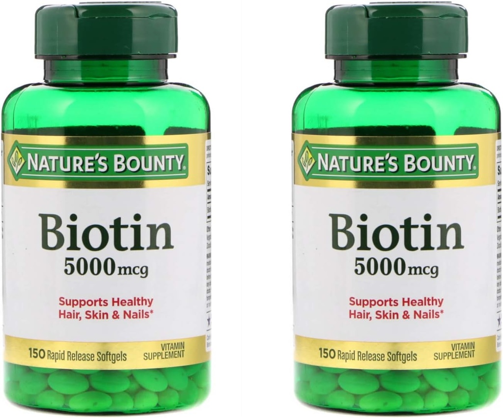 Set of 2 Nature's Bounty® Biotin 5000 mcg, 150 Softgels