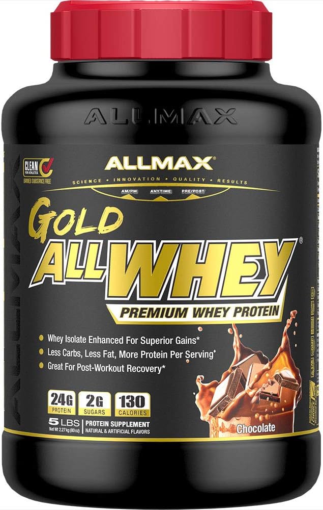 オールマックス栄養ゴールドALLWHEY、チョコレート5ポンド - 1スクープあたりのタンパク質の24グラム - グルテンフリー、低炭水化物&低砂糖 - 約71のサービング