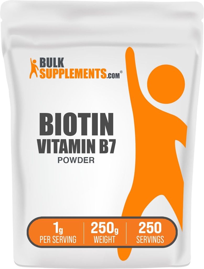 BulkSupplements.com ビオチン10000mcgパウダー - ビタミンB7、髪、皮膚、爪のためのビタミン - グルテンフリー、給食(10mgビオチン)あたり1g、250g(8.8オンス)(パッケージ1)