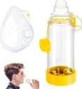 乳幼児、子供、大人のためのハンドヘルド吸入スペーサー - 自宅、学校、旅行のためのポータブルデザイン - 柔らかいシリコーンマスク - Nessi OTCスペーサー - 簡単に清掃(黄色の大人)