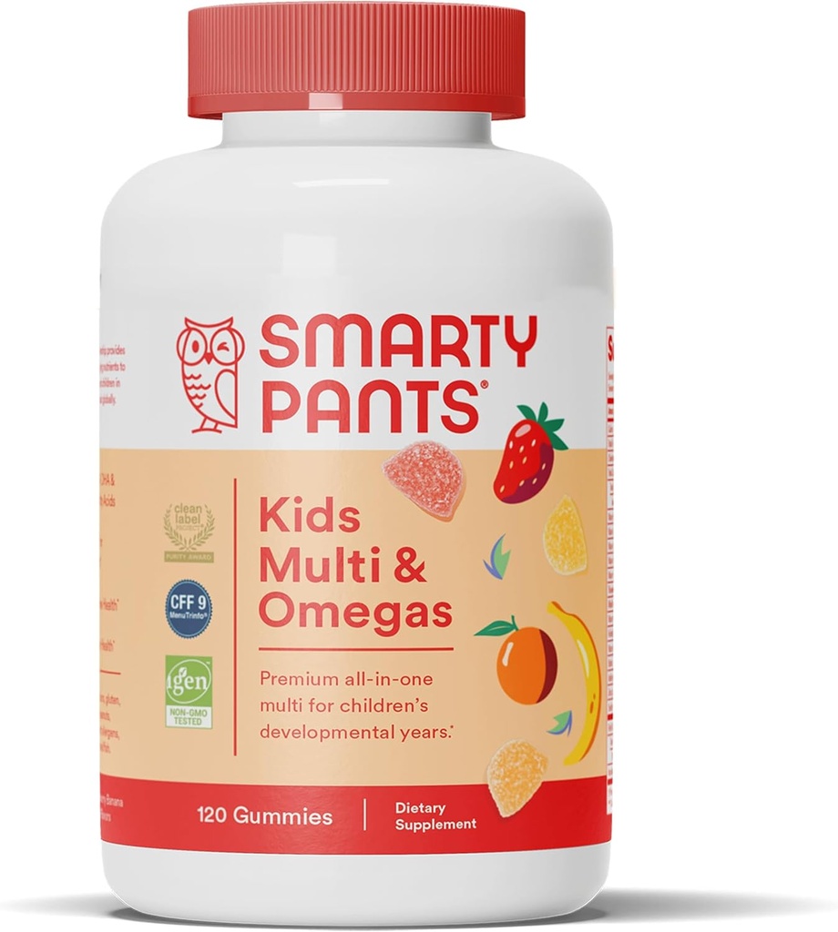 SmartyPantsはMultivitaminのグミーをからかいます:Omega 3の魚油(EPA/DHA)、ビタミンD3、C、ビタミンB12、B6、A、免疫サポートのためのK及び亜鉛、Biotin、グルテンフリーの3つのフルーツの味、120の計算(30日の供給)