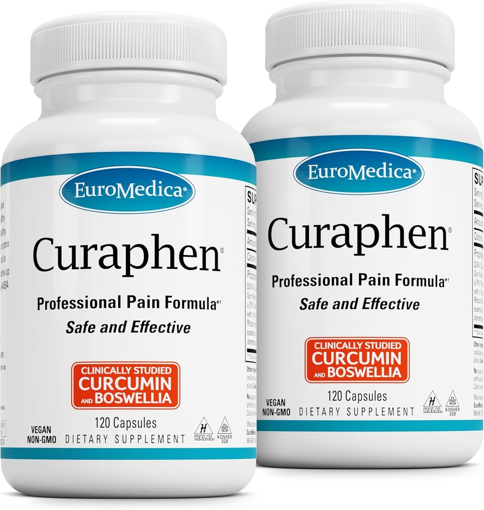 EuroMedica Curaphen - 循環&エンドルフィンサポートのためのクルクミンサプリメント - 機会不快感のサポート - エイド健康な筋肉 - 120カプセル、2パック(240カプセル)