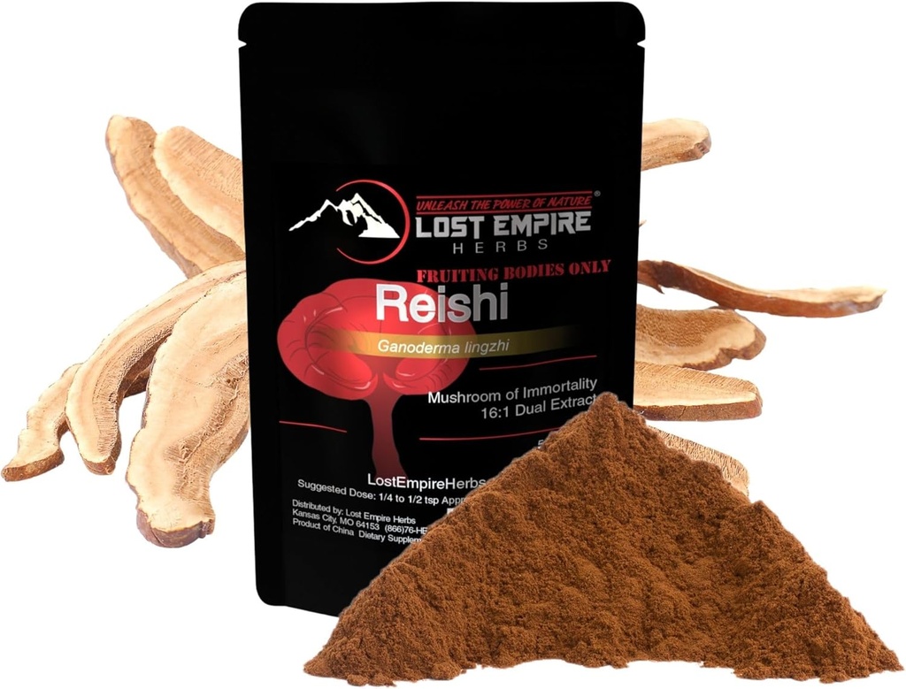 失われたエンパイアハーブの霊石(Ganoderma Lucidum)のきのこ粉 | オーガニック 16:1 実質のきのからの二重抽出物 | 免疫サポート用 (15 グラム)