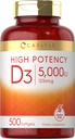 カーライルビタミンD3 5000 IU Softgels | 500 カウント | 値サイズ | 非GMOとグルテンフリーサプリメント | 高効力の公式 | 125mcg