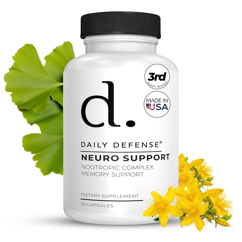 Nootropics脳サポートサプリメント - 30カプセル - Bacopa Monnieri、Huperzia Serrata、St. John's Wort&Ginkgo Biloba - Neuro Supportと脳のための焦点と記憶サプリメント