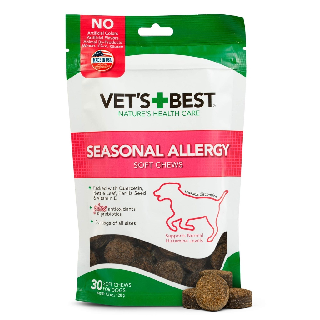 Vet's Best Seasonal Allergy Soft Chew Dog Supplements, Soothes Dogs Skin Irritation for Seasonal Allergies, 30 Day Supply   リードエグジビションジャパン
