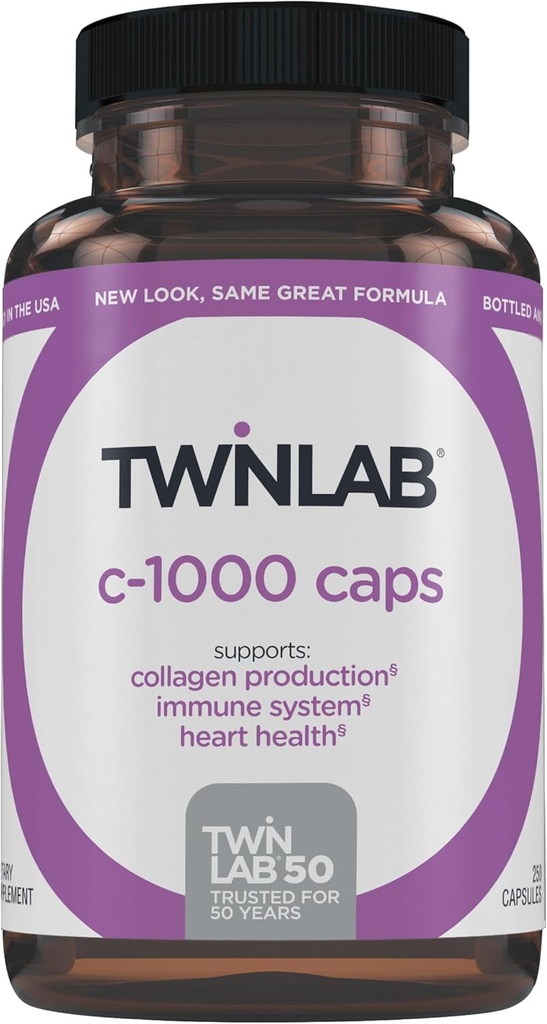 Twinlab C-1000キャップ - 男性と女性のためのビタミンC免疫サポートサプリメント - 250カプセル