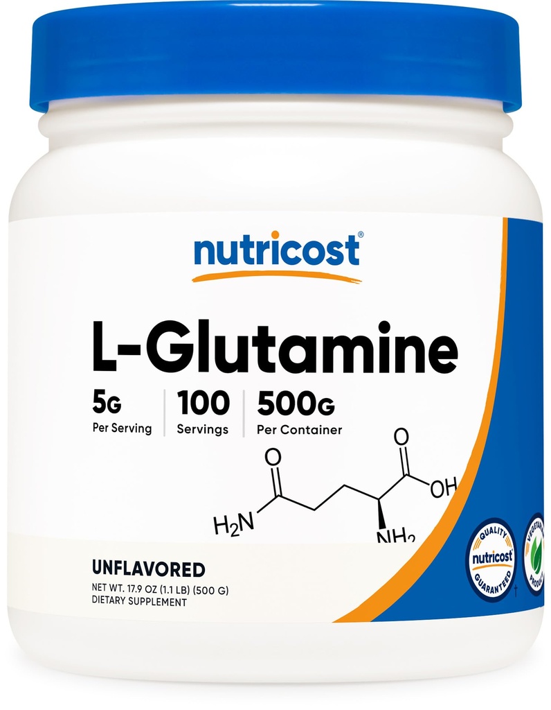 Nutricost L-グルタミンパウダー(500グラム) 不燃 - グルテンフリー&非GMO、100 サービング