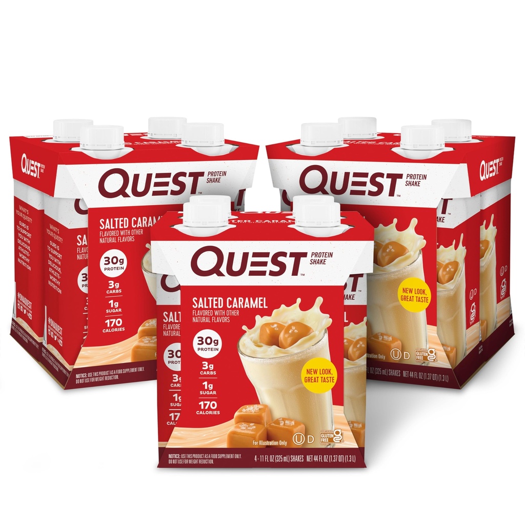 ソルトキャラメルプロテインシェイク、30gプロテイン、3gネットカーブ、グルテンフリー、ケトフレンドリー、11 fl.oz 4 カウント(パッケージ3)