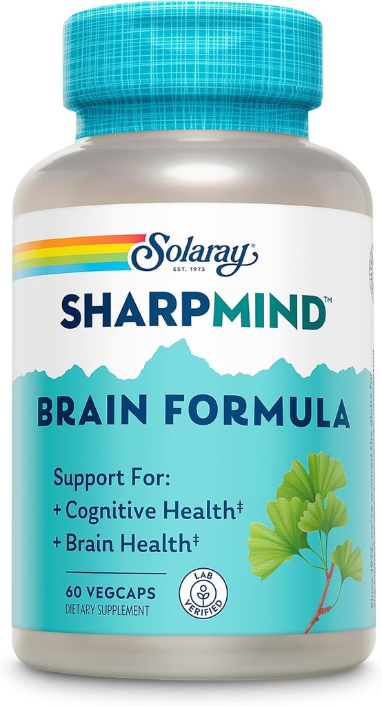 SOLARAY SharpMind Brainサポートフォーミュラ - 向知性脳サプリメント - Ginkgo Bilobaの認知と脳の健康サポート - 60日間保証、60のサービング、60ベジキャップ