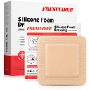 FRESINIDERシリコーンフォームは、接着ボーダー - 傷ドレッシング包帯 - シリコーンフォームパッド - 10のパック - 4インチの大型防水包帯 - 自己接着傷のケアとドレッシング